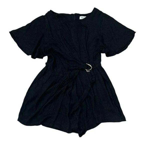 Molly Bracken Black Gold Sparkle Draped Playsuit Romper M - Picture 2 of 6